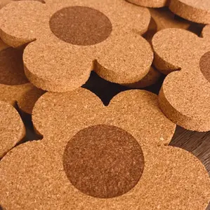 Flower cork coasters- Set of 2
