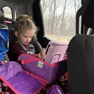 ECOFANTASY Kids Travel Tray - Waterproof Carseat Table Top - Car Seat Tray for Toddler - Travel and Road Trip Essentials Kids - Lap Desk with Storage - Best Toddler Christmas Gift - Black Friday Cyber Monday