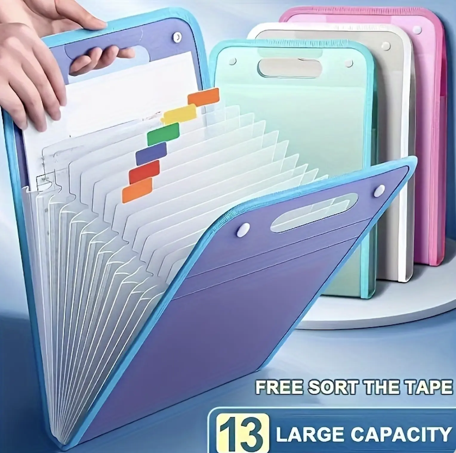 13-Groove Heavy-Duty Vertical PP Plastic File Folder - Office Accessories, Top-Opening, Markable Dividers, Thick Base, 13-Layer Durable Lamination, Efficient Organization, Easy Access, A4 Papers Compatible Document Organizer