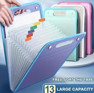 13-Groove Heavy-Duty A4 Vertical PP Plastic File Folder with Markable Dividers and Top Opening - Document Organizer, Thick Base Design, 13-Layer Durable Laminated Files, Suitable for Home and Office - Compatible with A4 Documents, Paper, and Test Papers