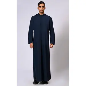 Effortlessly Stylish Men's Navy Hooded Thobe - Final Sale