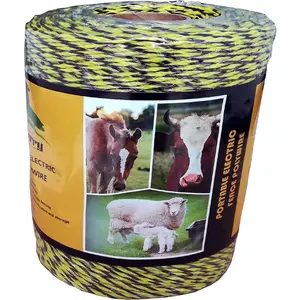 Farmerry 1312  Portable Electric Fence Polywire with 6 Conductors, Yellow and Black, 400 Meters