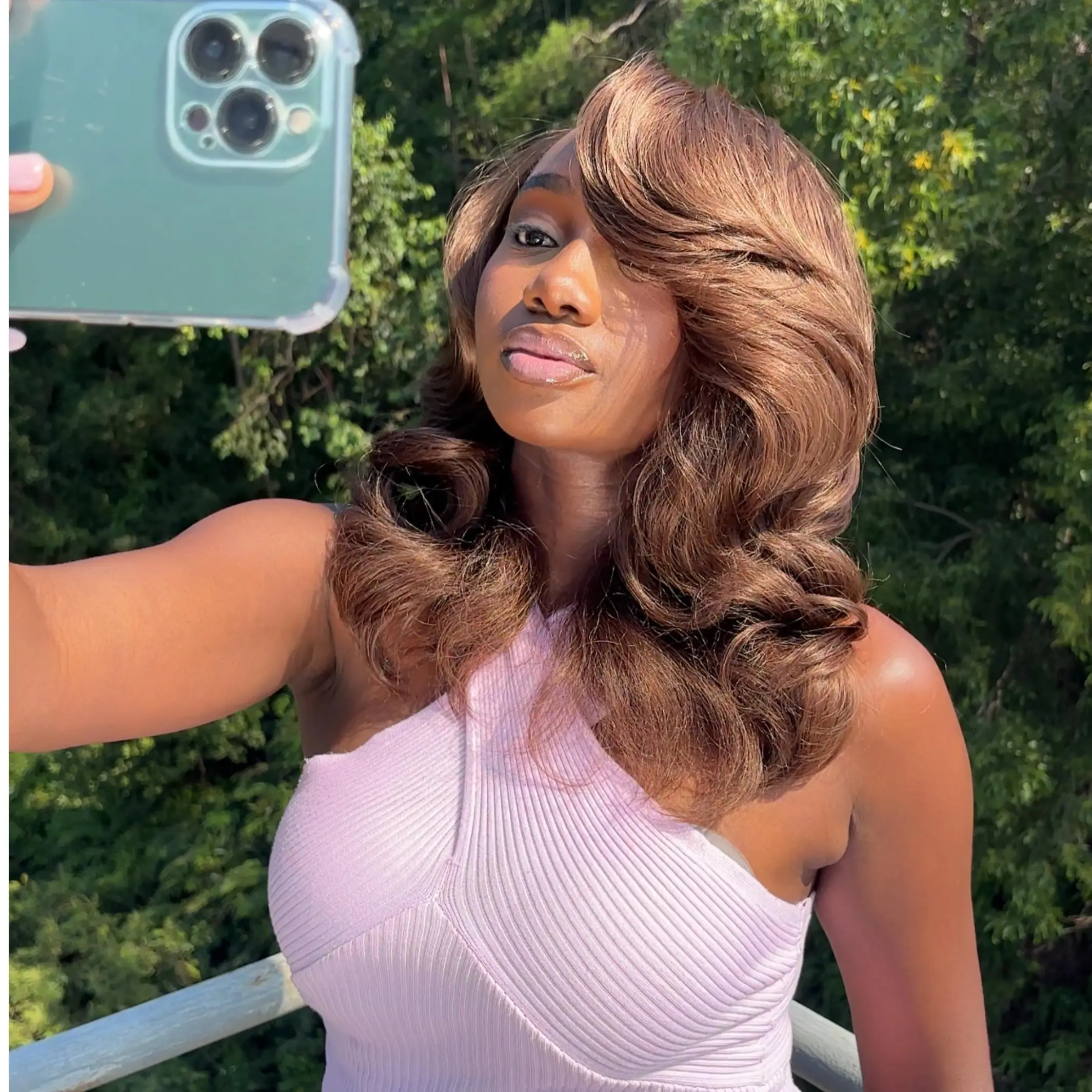 [70s Layers] Beginher Hair 20 inches Heat Resistance 200% Density Farrah Fawcett Layers Style Middle Part 4x4x1 T-Part Lace Synthetic Wear Go Beginner Friendly  Pre Cut Glueless Wigs Chestnut Brown Color