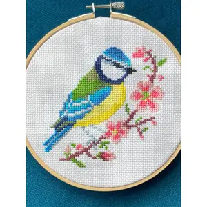 Beginner Bird & Blossom Cross Stitch Kit (Hoop not included)