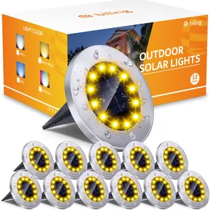 Biling Solar Outdoor Lights , Bright Solar Ground Lights Waterproof, Flat Pathway Lights Solar Powered for Yard Walkway Garden Driveway (Warm White) outdoor string