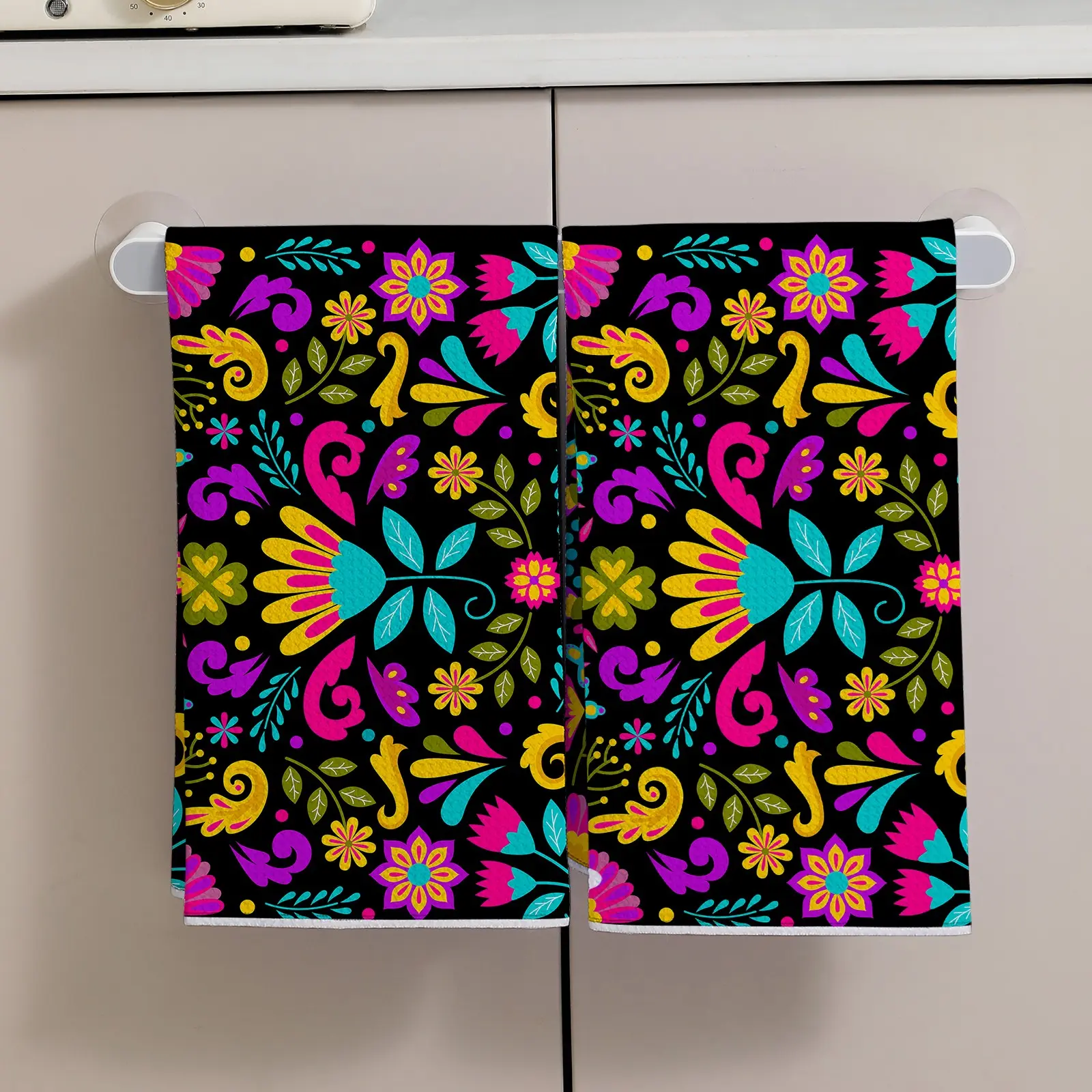 Mexican Floral Kitchen Towel, Tenango Style Decorative Dishcloth, Absorbent Hand Towel, Perfect Gift for Friends and Family