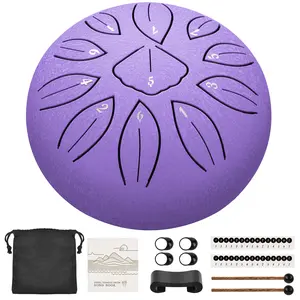 LEKATO Steel Tongue Drum, 6 Inch 11 Notes Steel Alloy Drum C Key, Beginner Zen Drum, Percussion for Meditation, Yoga, Musical Education