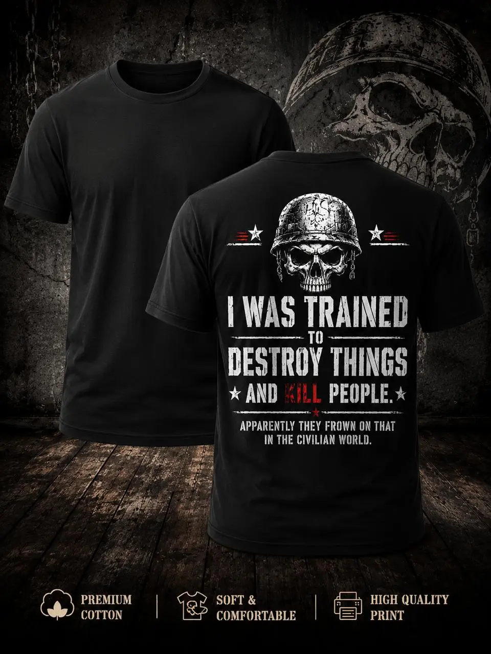 Veteran-inspired graphic tee – Classic black T-shirt