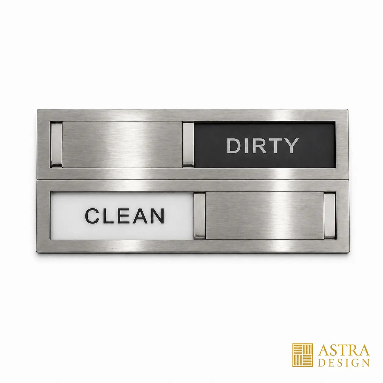 Astra Design Dishwasher Magnet Clean Dirty Sign, Brushed Silver - Sliding Clean Dirty Magnet for Dishwasher | Stainless Steel Dishwasher Clean Dirty Sign, Magnetic & Adhesive Mount | Kitchen Gift
