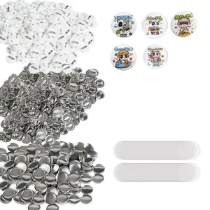 VEVOR 500 Sets 1 inch 25mm Pin Back Button Parts for Button Maker Machine,  DIY Round Button Badge Parts, Set Includes Metal Top, Plastic/Metal Button, Clear Film, and Blank Paper For Gifts Presents