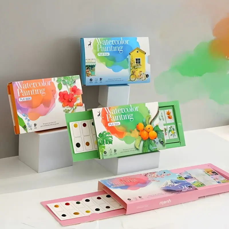20-Piece Pull-Out Watercolor Painting Kit, Premium Art Supplies with Floral & Landscape Coloring Book, Watercolor Paper and Non-Toxic Pigments, Creative Stress Relief Activity Set, Relaxing DIY Painting Gift for Adults