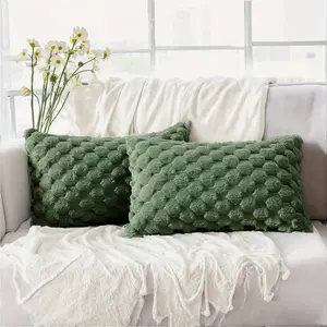 Boho Chic Decorative Pillow Covers Set of 2, Soft Plush Cream Color with Geometric Patterns, Zipper Closure, Sofa & Bedroom Decoration