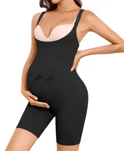 Y25D Women's Maternity Bodysuit Seamless Pregnancy Shapewear Shorts Under Dresses Belly Support