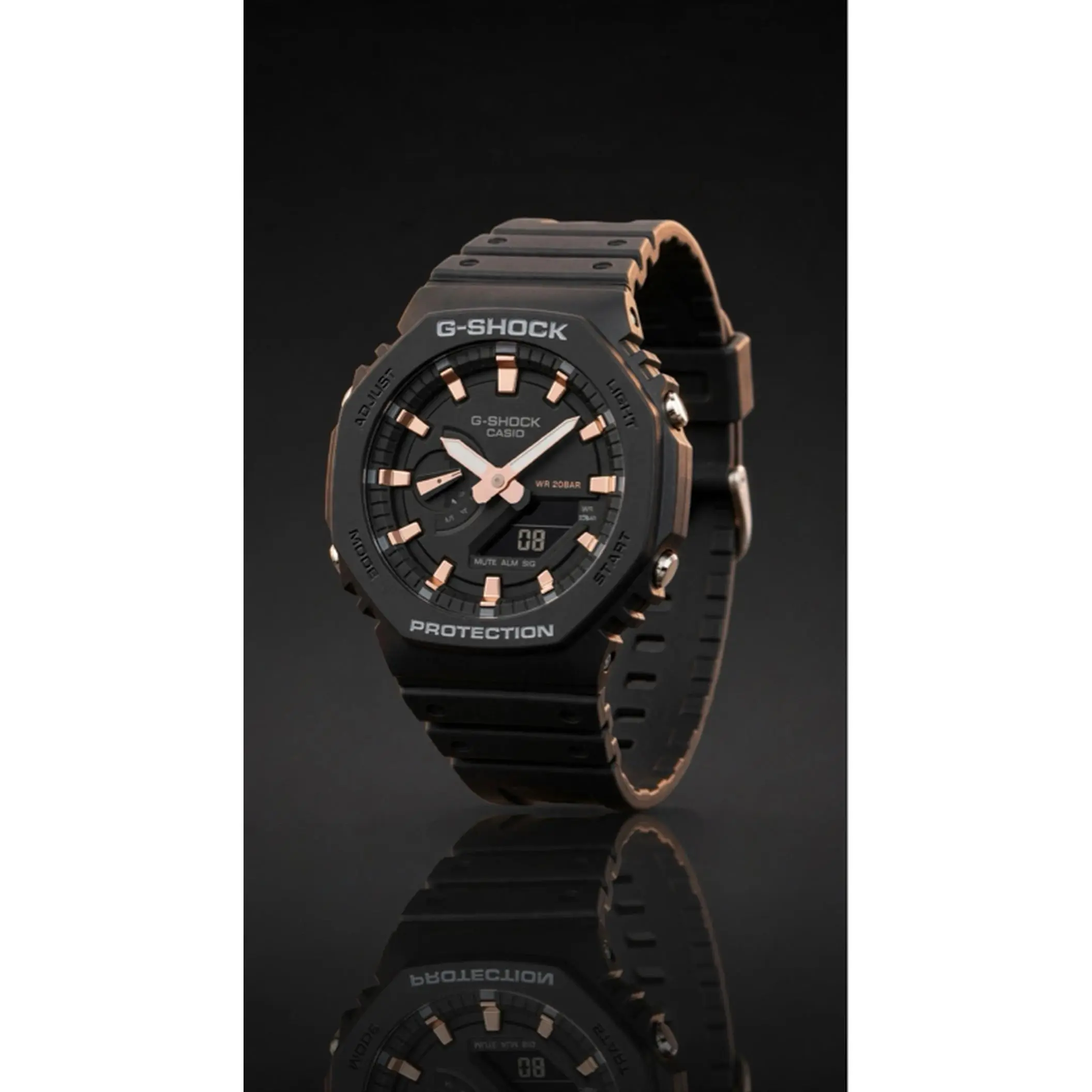 G-SHOCK GA-2100 Style Watch Black & Rose Gold Ana-Digi 200M Waterproof Shock Resistant Sports Watch for Men & Women