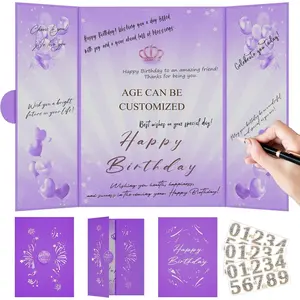 Purple 1st-99th Happy Birthday Party Decorations 18"x12" Birthday Guest Book for Men Women Suitable for  Ages Birthday Gifts Birthday Card
