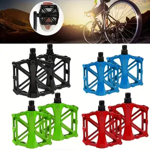 2pcs Road Bike Mountain Bike Aluminum Alloy Pedals, Aluminum Alloy Double Bead Pedals X-shaped Aluminum Alloy Bicycle Pedals, Wide and Durable, Suitable for Mountain and Road Bikes, Black Red Green White Blue