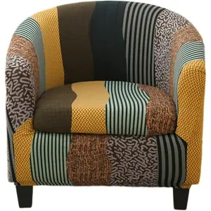 Club Chair Slipcover 2 Piece Printed Tub Chair Slipcover Soft Stretch Printed Round Barrel Chair Covers Armchair Covers Furniture Protector for Living Room Hotel Counter Cafe (Color 01)
