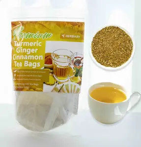 Turmeric Spice Tea: Turmeric, Ginger, Cinnamon. 100% pure natural powder, dairy-free and sugar-free. Vegan formula, gluten-free, keto-friendly, caffeine-free. 60-count herbal remedy tea bags, value pack, bursting with tea aroma.,summervibes tiktokshopspri