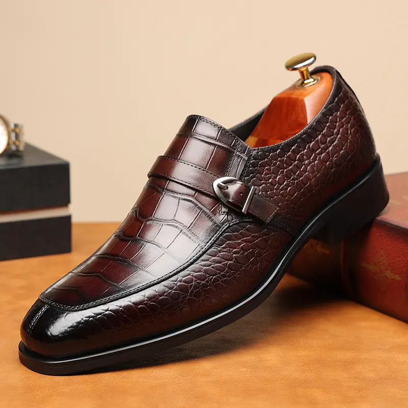 Men's Large-Size Classic Pointed-Toe Brown 100% Leather Formal Dress Shoes - High-End Luxury Top Layer Cowhide Design, Durable Leather Handles Frequent Wear, Office to Party Closed Work Shoes (23726), 100% Leather Formal Shoes