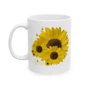 Be Kind Sunflower Bees Ceramic Mug | 11oz 15oz