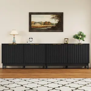 RoyalCraft L 55'' Buffet Cabinet with Storage, Fluted Sideboard with Doors and Adjustable Shelves, Wood Credenzas Console Table, Coffee Bar Cabinet for Kitchen, Dining Room, Living Room