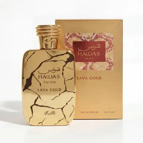 Rasasi Hawas Lava Gold EDP 3.4oz (100ml) for Men | Fruity Oud Luxury Fragrance