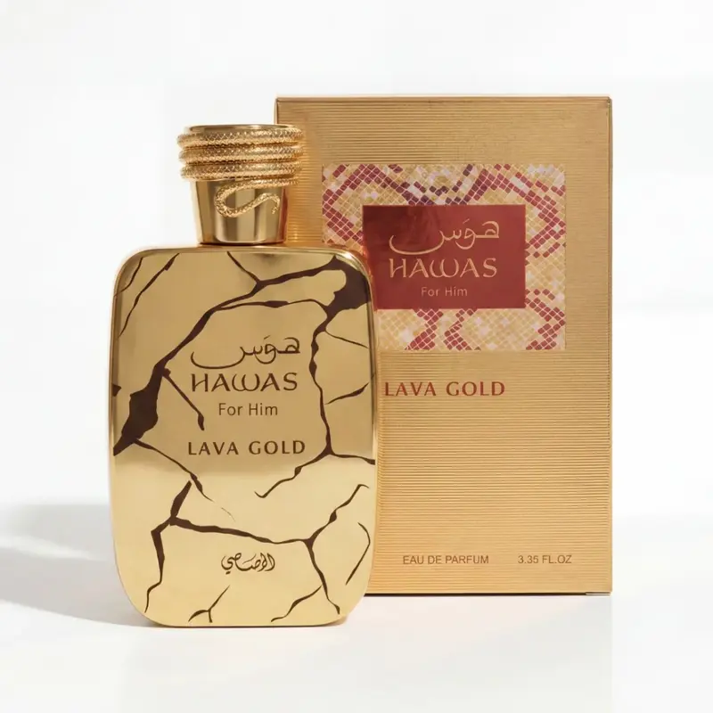 Rasasi Hawas Lava Gold EDP 3.4oz (100ml) for Men | Fruity Oud Luxury Fragrance