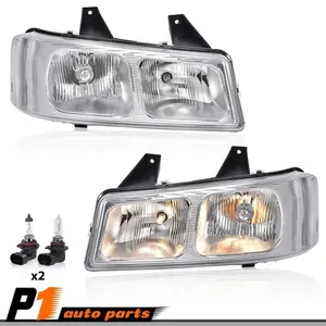 Headlights Lamp Fit For 03-19 Chevy Express GMC Savana Van Pair Clear / Chrome