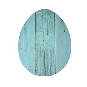 360 Stand 12 in. Farmhouse Turquoise Wooden Large Egg Decoration, Home Supplies Room Decor Hanging Decor
