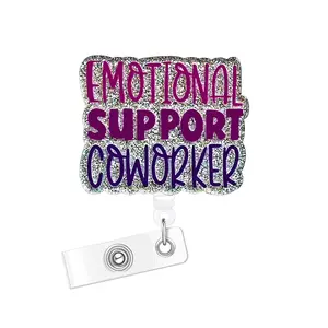 Letter Design Badge Holder, Portable Glitter Badge Reel, Retractable Badge Holder, Badge Holder for Nurses, Doctors, Students, Workers and Volunteers, Badge Pins