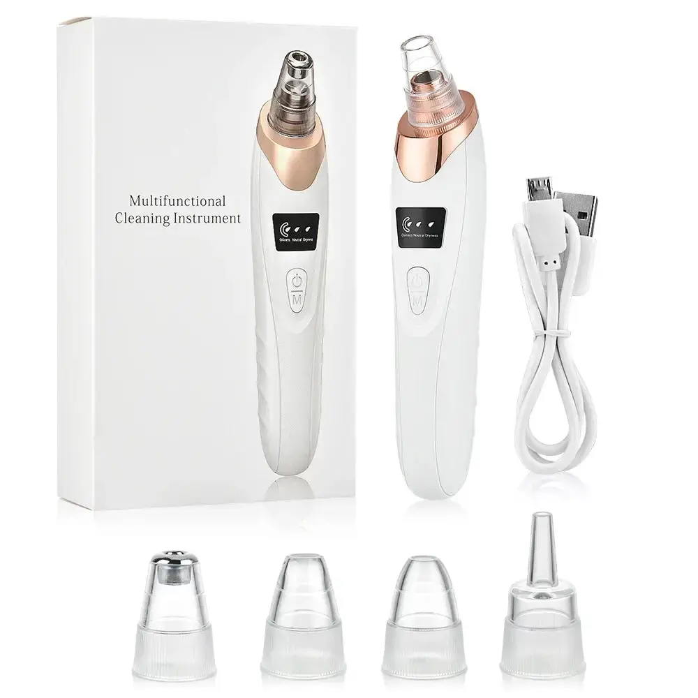 Electric Pore Cleaner Vacuum for Gentle Blackhead Removal, Portable Facial Cleansing Tool with Multiple Suction Heads for Sensitive Skin, Blackhead Removeal