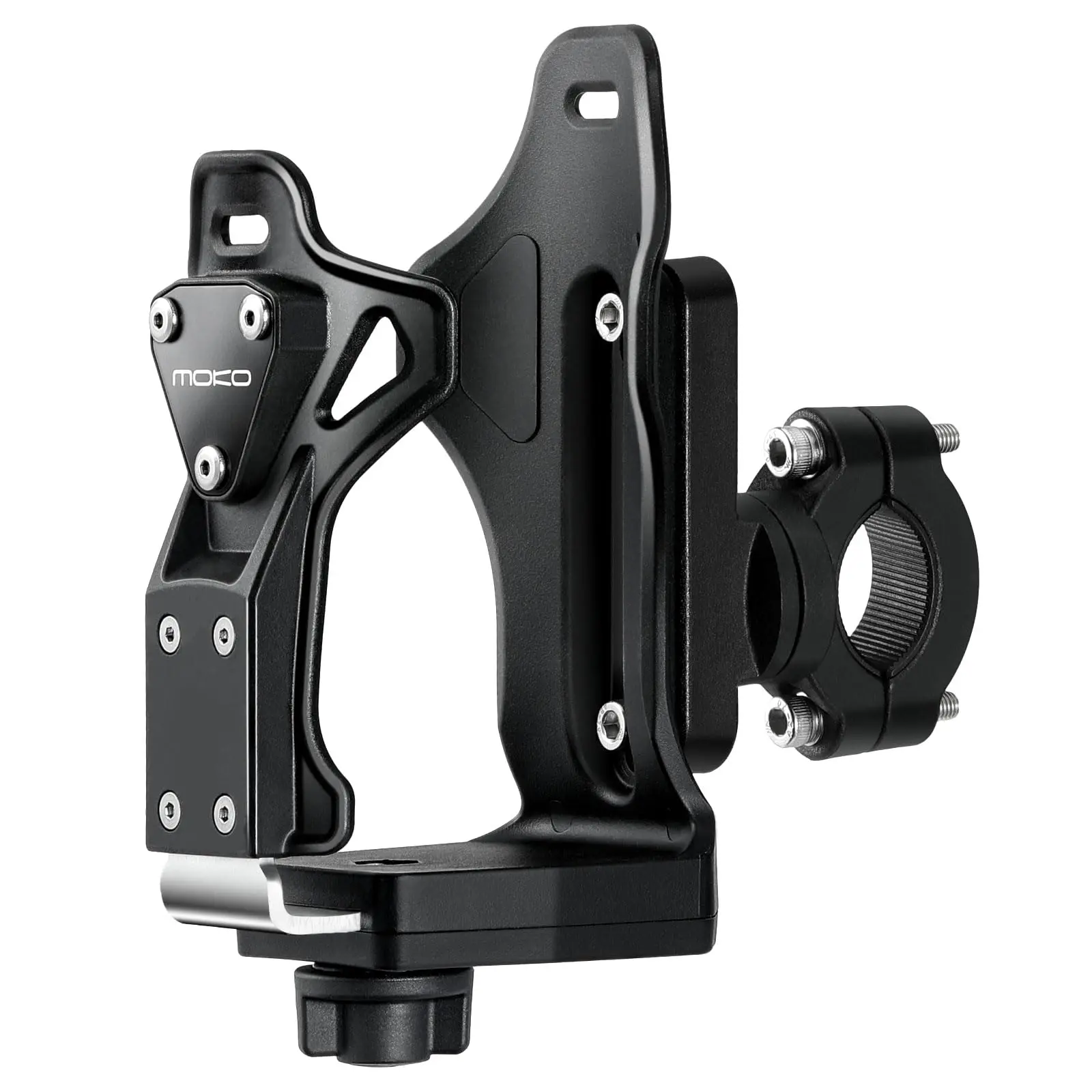 MoKo Bike Water Bottle Holder, Adjustable Bike Water Bottle Cage for 1.9-3.6" Diameter Bottle, for Handlebar & Frame, Motorcycle Cup Holder with Screw Tool, for Bicycle/Stroller/Scooter/Wheelchair/ATV