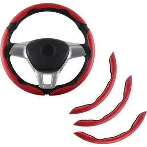 3PC Carbon Fiber Steering Wheel Cover - Universal 15" Non-Slip Car Interior Accessories - All Season Grip for Men Women