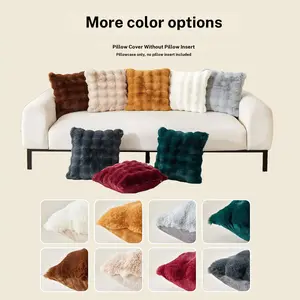 Double-Sided Plush Pillow – Rabbit Fur & Bubble Velvet, Sofa Cushion for Living Room, Office Backrest, or Bed Support, Soft Furry Cushion