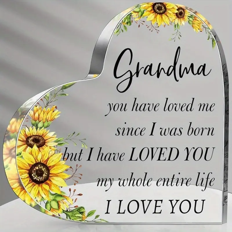 Grandma Gifts From Grandchildren, Acrylic Heart Sign Birthday and Mother's Day Presents, Thoughtful Christmas Gifts for Grandma, Nana, and Mimi, Heart Plaque