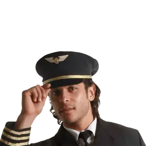 Airline Pilot Hat For Adults - Gold Trim Cap with Embroidered Emblem - Pilot Costume Dress Up Accessory - Perfect for Halloween, Career Day, Theme Party & Cosplay