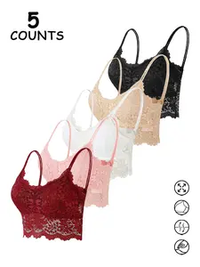 5 Pack Elegant Lace Camisoles, Fitted Stylish Tank Tops for All Seasons, Multi-Color Options for Effortless Goddess