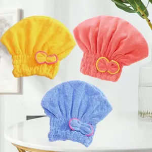 3Pcs Coral Fleece Hair Drying Towel, Hair Turban Towel, 3 Counts/set Quick Drying Soft Skin-friendly Shower Cap with Cute Bow Design, Absorbent Thickened Towels, Absorbent Hair Towel Wrap for Women, Travel Towels