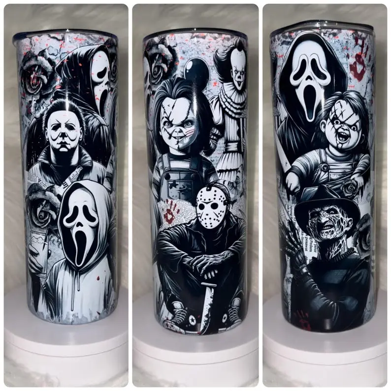 Horror Mashup Tumbler | 20oz. Skinny Tumbler | Sublimation Tumber | Tumbler | Halloween Tumbler