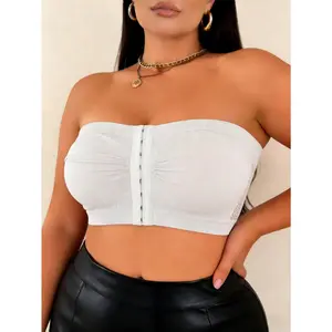 ESSelegance Women's Front Closure Strapless Bra | Breathable Mesh Back Bandeau Tube Top | Wireless Push Up Anti-Slip Seamless Bralette | Comfortable Invisible Underwear for Off-Shoulder Summer Dresses | Supportive Plus Size Friendly Basics