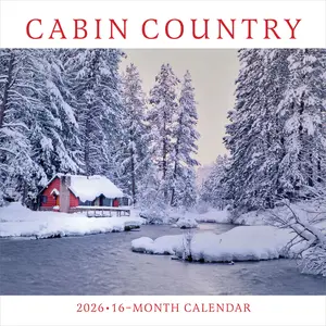 Cabin Country | 2026 12 x 24 Inch (Hanging) Monthly Square Wall Calendar | Wyman Publishing | Outdoor Log Nature Rural