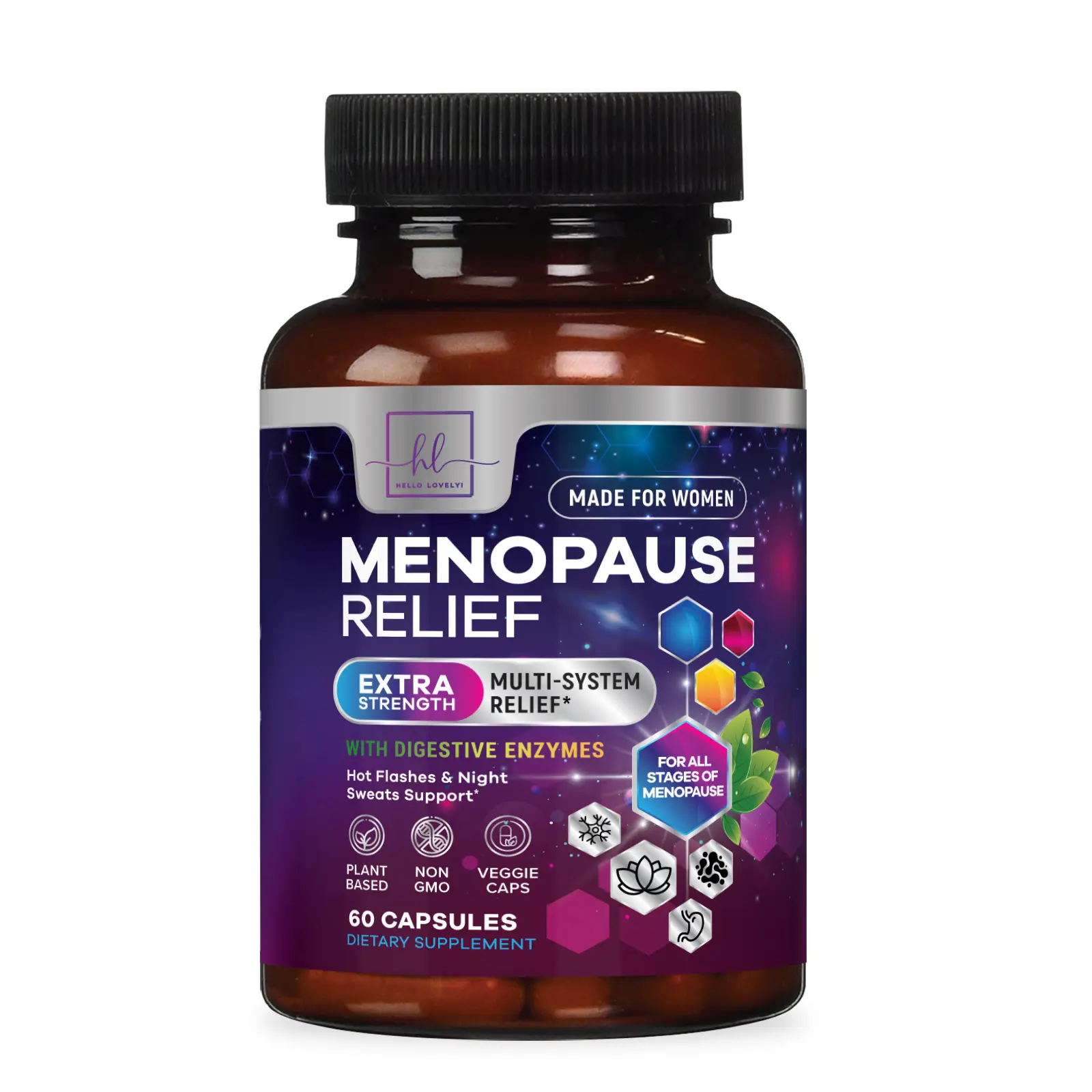 Menopause Supplements for Women, 8 Billion CFU Probiotics with Dong Quai, Chaste Berry, Black Cohosh - Hot Flash Night Sweats & Menopause Relief Probiotic for Vaginal, Digestive Health - 120 Capsules Ginseng Flaxseed