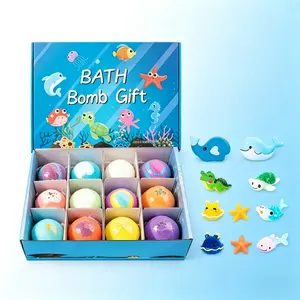 12-Pack Kids Bath Bomb Gift Set with Surprise Toys, Colorful Fizzy Body Care for Skin Repair & Gentle Nourishing, Multi-Pack Bathtime Fun Easter Basket Stuffers for Boys & Girls