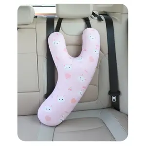 Kids Y Shape Travel Neck Pillow Adjustable Car Seat Support Airplane Train Comfortable Sleep Durable Fabric Question Mark Design