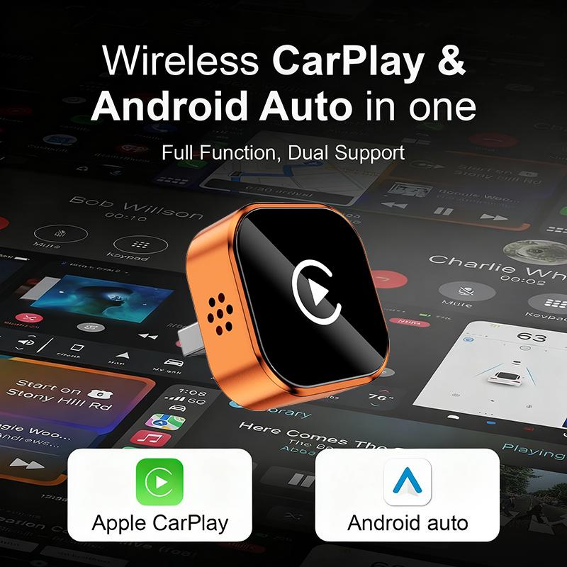 【YURNLV】Mini CarPlay Wired to Wireless Converter, iPhone/Android Compatible, Fast Stable Auto-Connection, No Lag, Hands-Free Calls