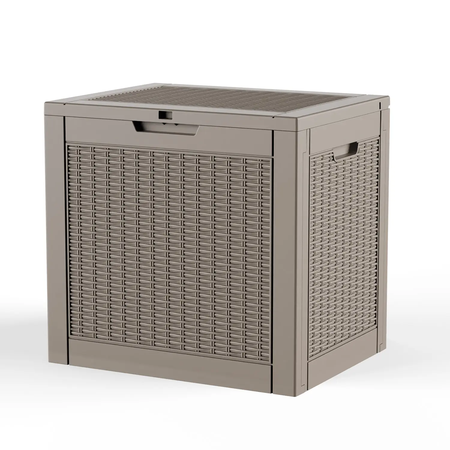 Outdoor Storage Box, 30 Gallon Deck Box with Lockable Lid, Waterproof Resin Storage Bin for Patio Furniture, Garden Tools, Cushions, light coffee