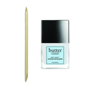 butter LONDON Cuticle Essentials Duo – Melt Away Cuticle Exfoliator Treatment + Wooden Pusher for Smooth, Salon-Style Nail Prep at Home