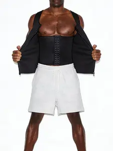 Men's Sauna Sweat Vest with Zipper & 3 Buckles, Adjustable Tummy Control Shapewear, Neoprene Waist Trainer for Fitness Workouts