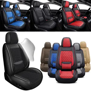 Seat Covers Compatible with Toyota Tundra for 2008-2025 Crewmax Double Cab SR5 Limited Platinum TRD Pro Truck Waterproof Leather Front & Rear 5 Seats Covers Full Set