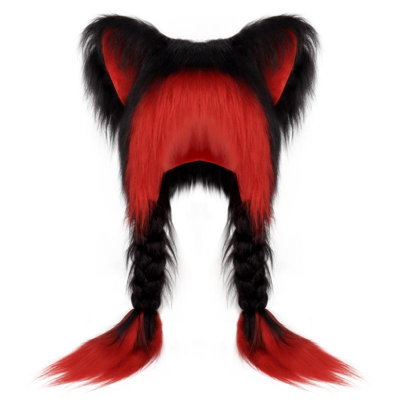 Cute Animal Ear Braided Plush Hat – Valentine’s Day Gift with White & Pink Colors, Essential for Cosplay Events & Winter Parties